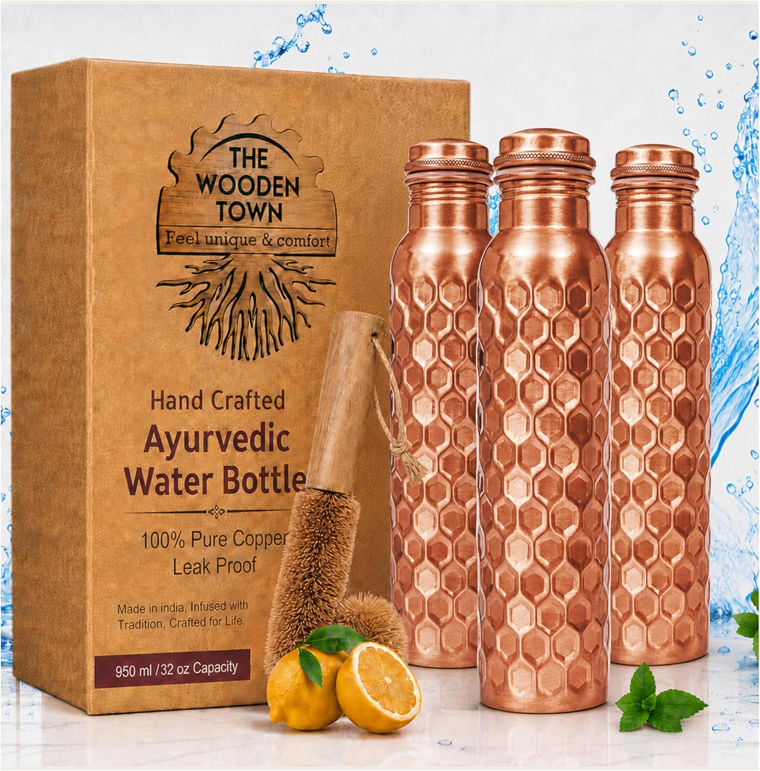 Zestaw 3 miedzianych butelek n – Ayurvedic & Herbal Wellness Kits recenzja i cena
