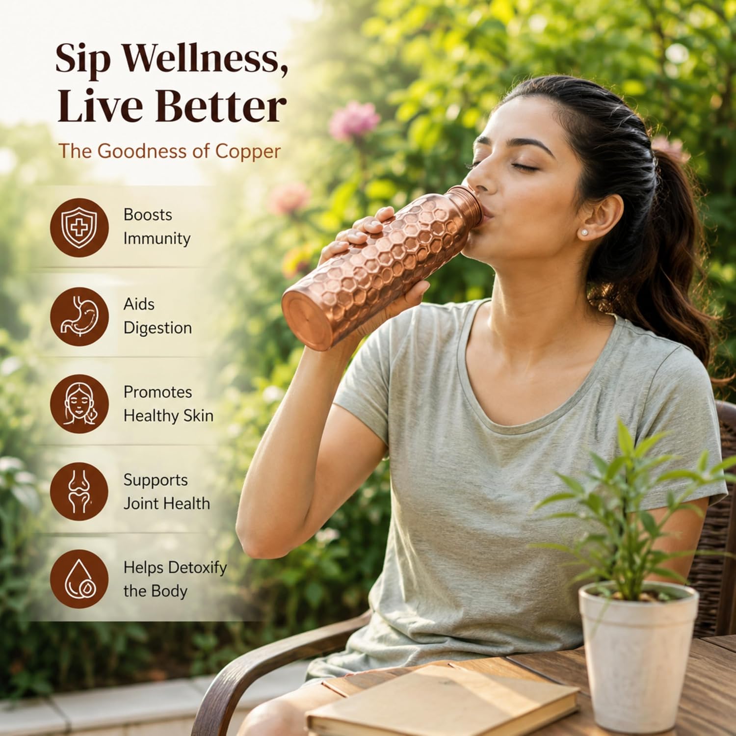 Zestaw 3 miedzianych butelek n – Ayurvedic & Herbal Wellness Kits recenzja i cena